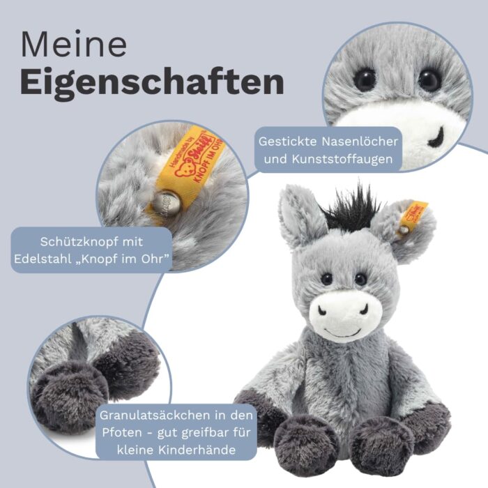 Steiff Kuscheltier Dinkie Esel, Süßes Stofftier mit Kunststoffaugen, Kinder, Jungen & Mädchen, Friends, Plüschtier - Image 4