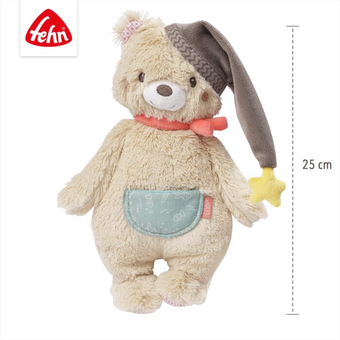 Fehn Kuscheltier Bär Bruno – Weicher Teddybär für Neugeborene als Einschlafhilfe - Stofftier zum Greifen, - Image 3