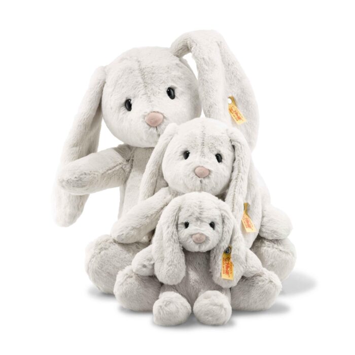Steiff Hoppie Hase 18 cm hellgrau, Plüschtier Hase mit Schlappohren, Soft Cuddly Friends, flauschiges Stofftier zum - Image 5