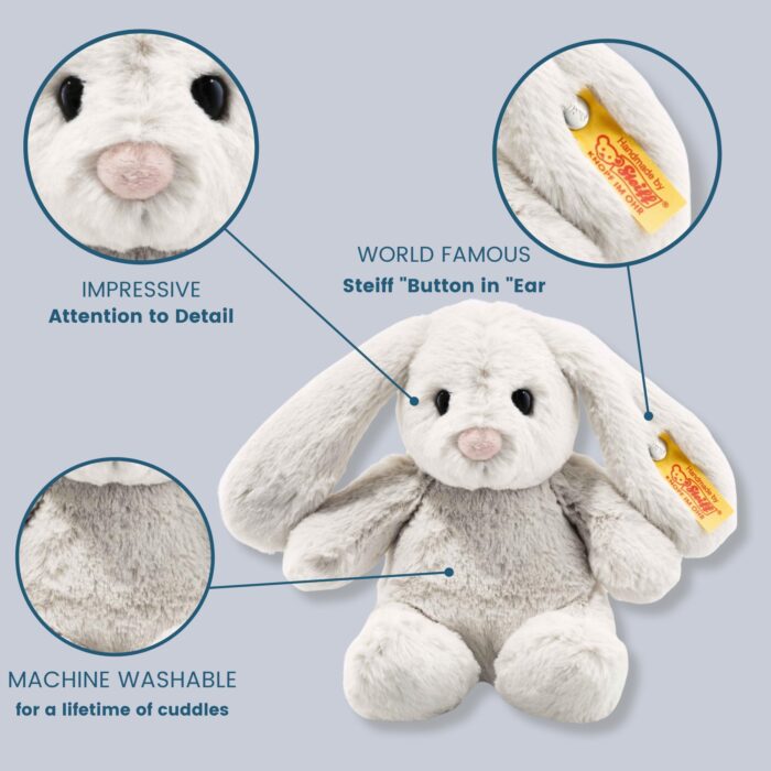 Steiff Hoppie Hase 18 cm hellgrau, Plüschtier Hase mit Schlappohren, Soft Cuddly Friends, flauschiges Stofftier zum - Image 4