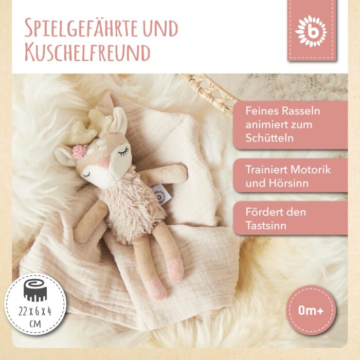 Bieco Kuscheltier Reh Ella mit Rassel | Baby Kuscheltier ab 0 Monate Stofftier Baby Plüschtier Rehr - Image 7