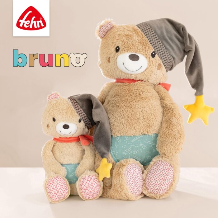 Fehn Kuscheltier Bär Bruno – Weicher Teddybär für Neugeborene als Einschlafhilfe - Stofftier zum Greifen, - Image 2