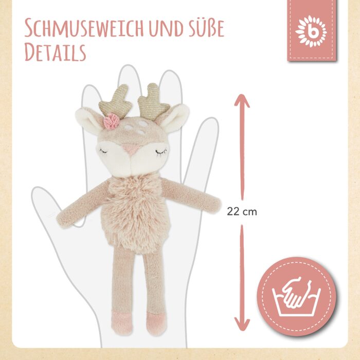 Bieco Kuscheltier Reh Ella mit Rassel | Baby Kuscheltier ab 0 Monate Stofftier Baby Plüschtier Rehr - Image 5
