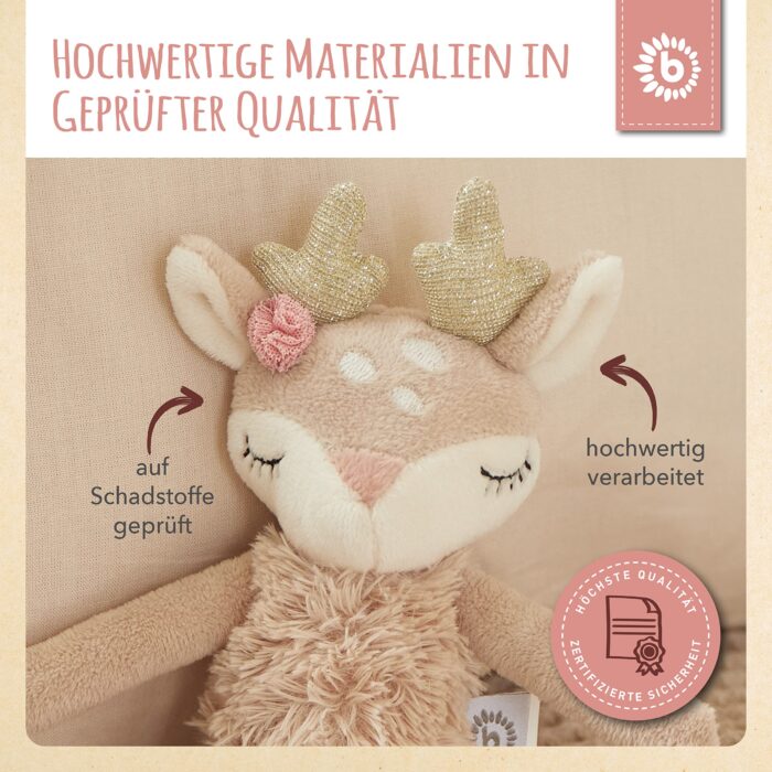 Bieco Kuscheltier Reh Ella mit Rassel | Baby Kuscheltier ab 0 Monate Stofftier Baby Plüschtier Rehr - Image 4